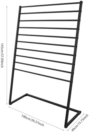 Scarf Display Stand, 10 Tier Metal Scarf Holder Organizer, Scarf Hanger Scarf Holder Scarf Organizer Belt Organizer Pants Rack Scarf Rack for Commercial Clothing Retail Store (Black, 100cm) - Image 4