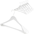 TOPIA HANGER White Wooden Coat Hanger 6 Pack, Wood Suit Hangers,Glossy Finish with Extra-Wide Shoulder, Thicker White Hooks & Anti-Slip Bar,Suitable for Coat, Suit,Dress,Jacket,Heavy Cloth - CT02W by TOPIAHANGER