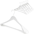 TOPIA HANGER White Wooden Coat Hanger 6 Pack, Wood Suit Hangers,Glossy Finish with Extra-Wide Shoulder, Thicker White Hooks & Anti-Slip Bar,Suitable for Coat, Suit,Dress,Jacket,Heavy Cloth - CT02W by TOPIAHANGER