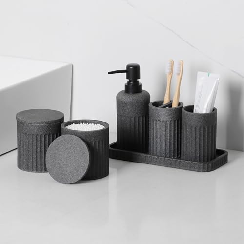 INIUNIK Bathroom Accessory Set, 6 Pieces, Dark Grey - Image 2