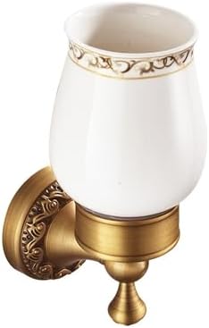 Wall Mounted Bathroom Tooth Brushed Cup Holder, Antique Brass Pattern Carving,Brushed Bronze by MOGFCT