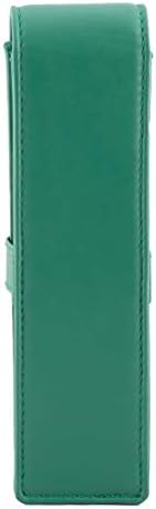DiLoro Leather Double Pen Case Pencil Pouch Holder for Two Fountain Ballpoint Rollerball Pens and Pencils (Light Green) - Image 4