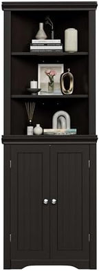 Flamaker Corner Cabinet, Freestanding Corner Shelf for Bathroom, Espresso - Image 3