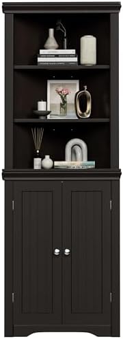 Flamaker Corner Cabinet, Freestanding Corner Shelf for Bathroom, Espresso - Image 3