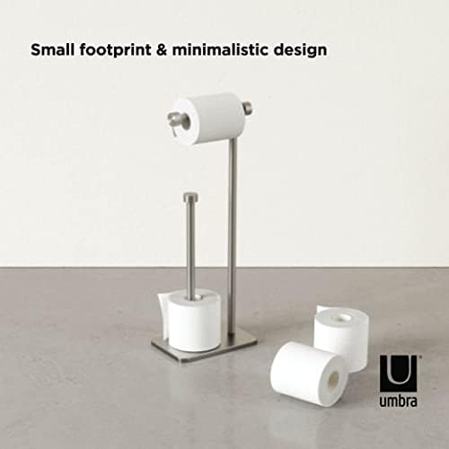 Umbra Cappa Toilet Paper Stand, Freestanding Metal with Reserve, Nickel - Image 6