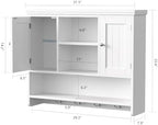 31.5"W Bathroom Wall Cabinet with Hooks, 3-Tier Wall Mounted Cabinet - Image 3