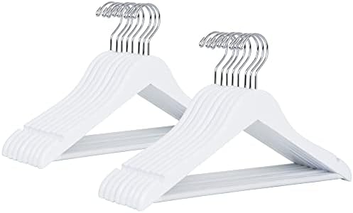 Amber Home 20 Pack 15" White Wooden Clothes Hangers for Woman by AmberHome
