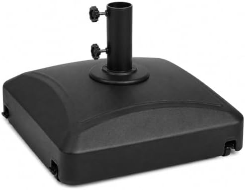 125 Lbs Fillable Mobile Umbrella Base, Heavy Duty Square Stand Built with 4 Rolling Wheels, Stable Outdoor Holder for Patio Deck Lawn and Poolside Market Parasols, Black by Unknown