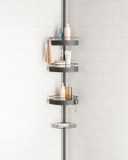 Rubbermaid Tension Pole Corner Shower Caddy: 4-Tier Bathroom Organizer Shelves, No Drill Installation for Renters, Apartments, Dorms, Family Bathroom, Adjustable 60-108 Inch, Black - Image 2