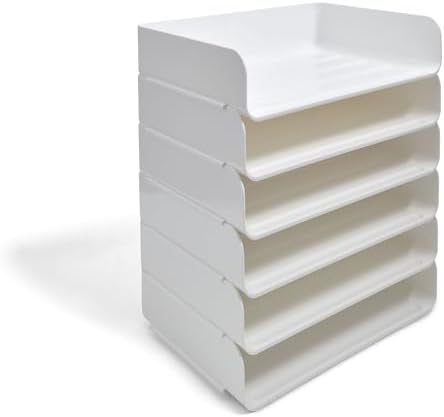 TRU RED Side-Load Stackable Letter Tray, Plastic, White, 12/Carton - Image 4