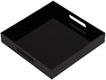 Glossy Black Sturdy Acrylic Serving Tray with Handles - 12x12 Inch Multipurpose Tray for Coffee, Appetizers, Breakfast, and More by KEVLANG