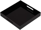Glossy Black Sturdy Acrylic Serving Tray with Handles - 12x12 Inch Multipurpose Tray for Coffee, Appetizers, Breakfast, and More by KEVLANG
