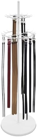 Floor Standing Belt Display, 66'' Metal Scarf Display Stand, Mounted Belt Rack Tie Hanger with 31 Hooks, Shawls Organizer Shelf with Adjustable Feet for Home, Boutiques, Clothing Stores by Unknown