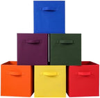 Stero 13x13x13 Inch Fabric Storage Bins 6 Pack Fun Colored Durable Storage Cubes with Handles Foldable Cube Baskets for Home, Kids Room, Closet and Toys Organization Orange-Multi Colors-2 by Stero