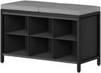 YATINEY Shoe Storage Bench with Cushion, Entryway Bench, Shoe Rack with Padded Seat and 6 Oxford Compartments, for Closet, Bedroom, Entryway, Black and Gray HX01BK by Yatiney