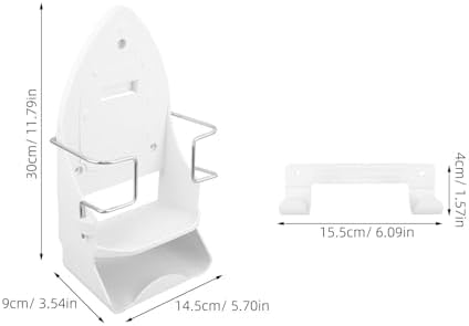 Ironing Board Hanger with Heat Resistant Hooks Wall Mounted White Set - Image 2