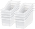 IRIS USA 8-Pack, Connecting Book Bin Organizer Magazine Holder, Clear by IRISUSA