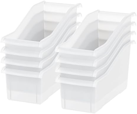 IRIS USA 8-Pack, Connecting Book Bin Organizer Magazine Holder, Clear by IRISUSA