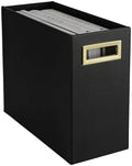BLU MONACO | Black Leather Magazine Basket with Gold Handles | Floor Magazine Rack & Newspaper Stand | Modern Bathroom and Home Storage Organizer by Blu_Monaco