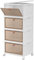 CTSNSLH 4 Tier Plastic Storage Bins with Lid 32QT - Stackable Storage Bins by CTSNSLH