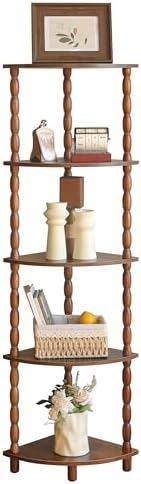 MaxSmeo Corner Shelf, 5-Tier Corner Bookshelf for Small Spaces, Stylish Corner Storage Display Shelves for Bedroom, Bathroom, Kitchen, Living Room (Rustic Brown) by MaxSmeo