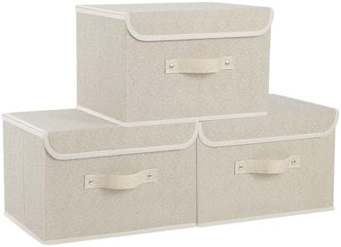 Storage Bins with Handles,Grey and Beige,13x9.1x7.9in,3 Pack by Unknown