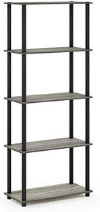 Furinno TURN-N-TUBE Storage Shelves, 5-Tier Book Shelf, Corner Shelf, Toolless Open Shelves, for Organization and Storage, Living Room, Garage, Home Office, French Oak - Image 6