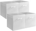 StorageWorks White 13in Storage Cubes, Leather Cube Storage Bins, 4-Pack by StorageWorks