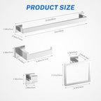 5 Pieces Brushed Nickel Towel Bar Set Bathroom Hardware Accessories Set Include 23.6 Inch Towel Bar Toilet Paper Holder Towel Ring Coat Hooks SUS304 Stainless Steel Wall Mounted Towel Holder Set - Image 6