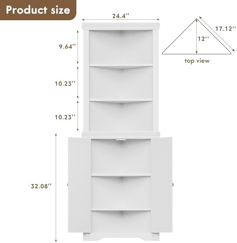 Flamaker Corner Cabinet, Freestanding Corner Shelf for Bathroom, White - Image 2