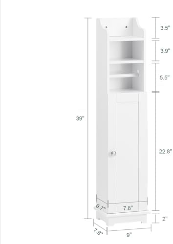 Haotian Toilet Paper Storage Cabinet, 7.8 x 9 x 39 in, White - Image 2