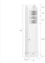 Haotian Toilet Paper Storage Cabinet, 7.8 x 9 x 39 in, White - Image 2