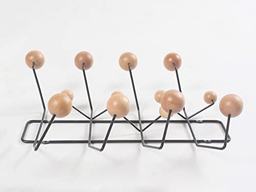 SHISEDECO Mid Century Modern Hang it All Coat Rack Black Frame Natural Ball - Image 4