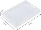 KEVLANG Glossy White Acrylic Serving Tray, 12x16Inch, Sturdy Kitchen Countertop Organizer, Decorative Vanity Table Tray, Ottoman Tray, 3/16 inch Thickness - Image 2
