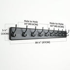 Dseap Coat Rack Wall: 38-1/4" Long, Patented, Heavy-Duty, 10-Double-Hooks Wooden Wall Mounted Coat Rack Coat Hanger Hook Rail for Winter Coats Hat Jacket Clothing, Black - Image 6
