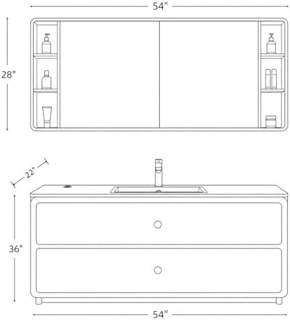 54 IN Freestanding Single Sink Bathroom Vanity Set with LED Mirror Cabinet - Image 2