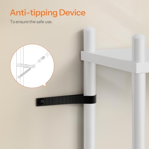 HOOBRO Over the Toilet Storage, 3-Tier Over Toilet Bathroom Organizer, Freestanding Above Toilet Shelf with Adjustable Feet, Space Saving, Easy Assembly, White WW63TS01 - Image 7