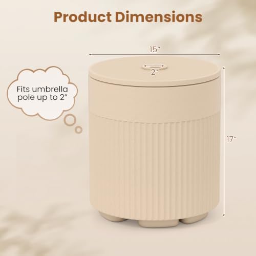 Tangkula 3-in-1 Umbrella Side Table (Beige) - Image 3