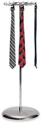 SSWBasics Revolving Belt, Scarf, and Tie Rack (Chrome) - Tie Organizer for Men - Belt and Scarf Rack, Space Saving Closet Organizer for Home, Retail, Thrift, Boutique, Vendor Shows - Sturdy and Sleek by SSWBasics