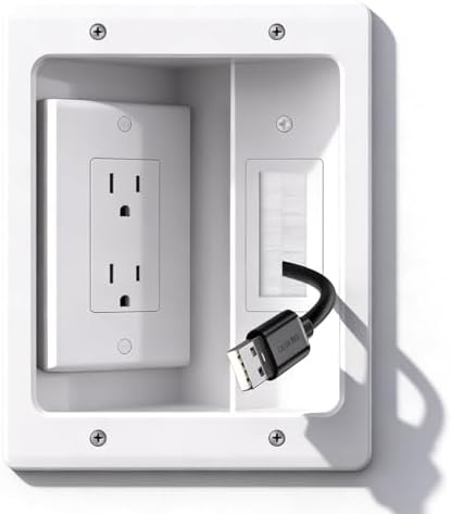 Recessed TV Outlet for in Wall Management Kit Set Box-Two-Hole Socket,TV Wall Kit Hider Box Fits All Plugs by Naerza