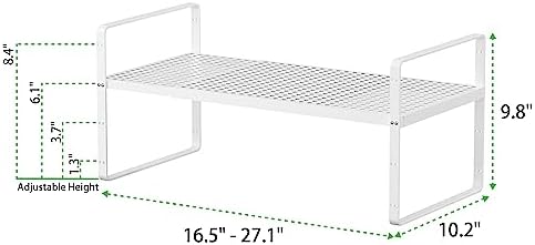 Expandable Storage Shelf, Stackable Organizer Rack, White Large 2 PK - Image 2