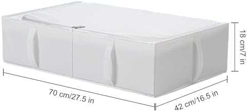 TYEERS Under Bed Storage Containers, Durable Fabric, Washable, Collapsible, Under Bed Storage Bins for Clothes, Blankets, Sheets, Shoes, 27.5x16.5x7 Inches, 4-Pack, White - Image 2