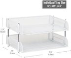 Mind Reader Stackable Paper Tray, Desktop Organizer, File Storage, Office, Metal Mesh, 13.5" L x 10" W x 7.25" H, 2 Pcs., White - Image 3