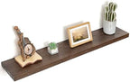 Floating Shelves for Wall Decor, 8 Inch Deep Rustic Solid Elm Wood Floating Shelves Wall Mounted, Wall Shelves with Invisible Bracket for Living Room Bathroom Bedroom Kitchen, 40 Inch Set of 1, Walnut by FLYJOE