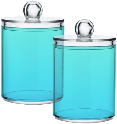 4 Pack Qtip Holder Dispenser with Lids,Green Gradient 3 Storage Containers,Bathroom Canisters Organizer for Cotton Ball,Cotton Swab,Cotton Round Pads,Floss 21214688 - Image 7
