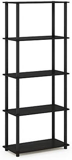 Furinno TURN-N-TUBE Storage Shelves, 5-Tier Book Shelf, Corner Shelf, Toolless Open Shelves, for Organization and Storage, Living Room, Garage, Home Office, Espresso - Image 5