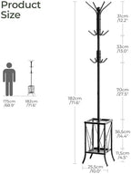 CHOEZON Coat Rack Freestanding, Coat Rack with Umbrella Holder, Entryway Hanger Stand with12 Hooks, Metal Hall Tree for Bags, Coats, Hats, Entryway, Hallway, Living Room, Bedroom, Office Black TYM01BB - Image 5
