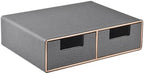 Linen Leather Desk Organizer with Drawers－Mini Desktop Drawer Organizer Stackable－Multifunctional Tabletop Organization Storage Box for Office Supplies Home Vanity Toiletries (Grey, 2-drawers) by RHCSZ