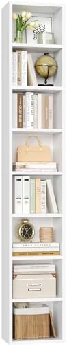 FOTOSOK Bookshelf Bookcase 8-Tier Narrow Bookshelf Tall CD Media Tower Rack by FOTOSOK