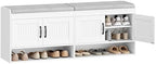 Hzuaneri 55.1" Shoe Storage Bench, Shoe Bench with 4 Doors & Padded Cushion by Hzuaneri